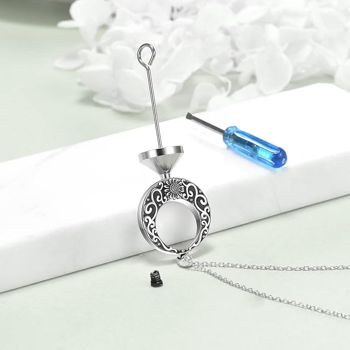 TIGER RIDER Urn Necklace for Ashes for Women 925 Sterling Silver Cremation Jewelry for Ashes