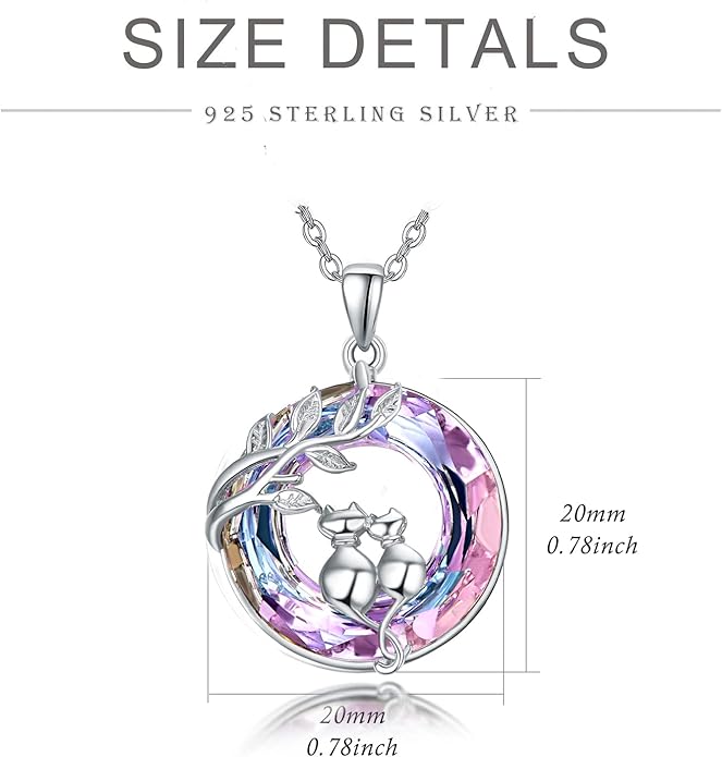 Dreamboat Sterling Silver Cat Necklace for Women Crystal Necklace Cute Animal Necklace Kitten Necklace Cat Pendant Friendship Cat Jewelry Gifts