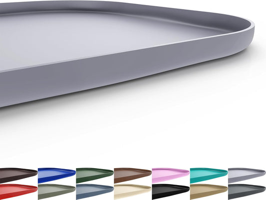 Silicone Pet Feeding Mat with Raised Edge for Food and Water, Dog Bowl Mats, Cat Bowls Placemat with High Lip for Floor Waterproof, Rubber Tray for Cats and Dogs 22 x 14 x0.8 Light Gray