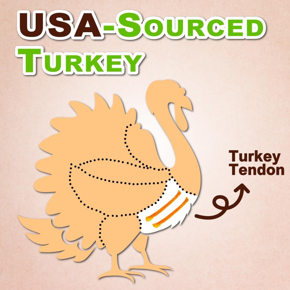 Afreschi Natural Turkey Tendon Bone (L) 10 Units/Box, Dog Treats for Signature Series, All Natural Human Grade Puppy Chew, USA-Sourced Turkey Tendon, Hypoallergenic, Rawhide Alternative