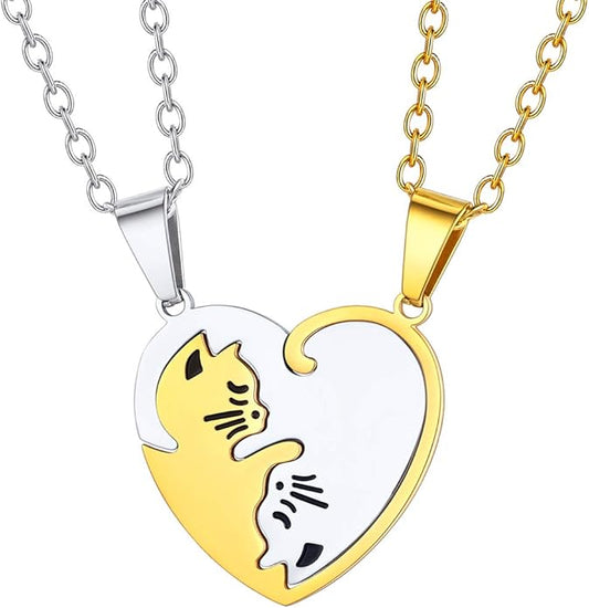 U7 Cat Pendant Necklace for Women Stainless Steel Cute Kitty Cat Jewelry Gift