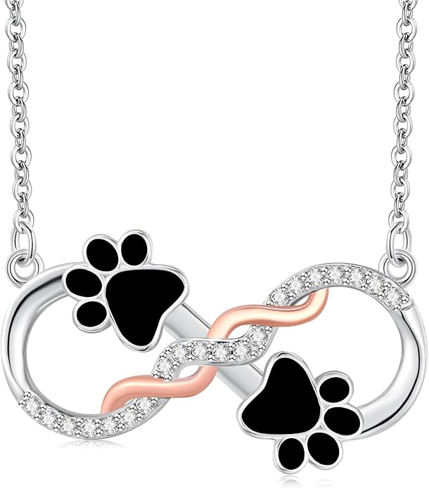 Dog/Paw Print/Infinity Necklace for Women 925 Sterling Silver Heart Dogs Pendant Necklaces Jewelry Christmas Birthday Gifts for Dog Lovers Friends