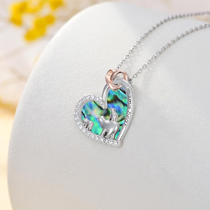 Mothers Day Gift for Mom 925 Sterling Silver Mama Bear/Dinosaur/Cat/Bird/Chicken Necklace with 1 2 3 4 5 Cubs Jewelry for Women Wife Grandma