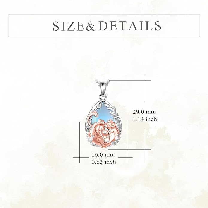 Cat Necklace Sterling Silver Cat Pendnat with Rose Quartz Pearl Jewelry Gifts for Women Cat Lovers