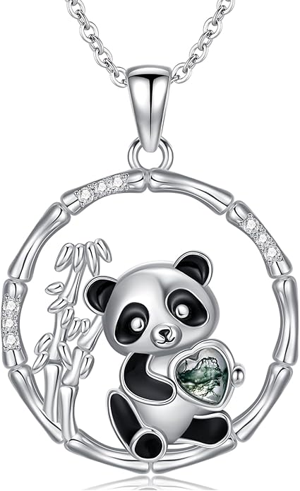 Black Cat/Fox/Owl/Panda/Butterfly/Cat/Dog Paw Print/Mushroom for Women Sterling Silver Animal Pendant Necklace Jewelry Christmas Birthday Gifts for Couples Sisters