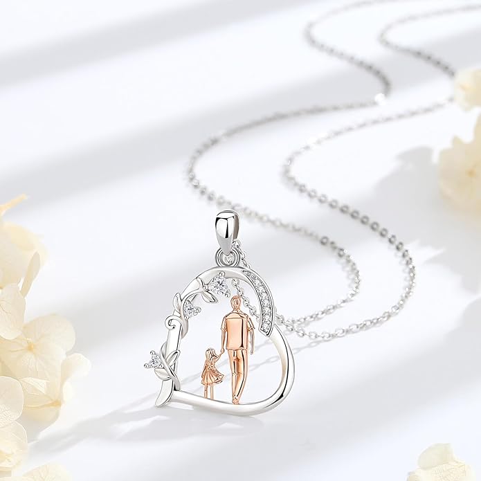 EUDORA Sterling Silver Mother Daughter Necklace for Women, Mama Son Daughter Necklace Pendant for Mom and Daughter,Mom Jewelry from Daughter Mother's Day Gift for Mother Daughter Aunt Grandma