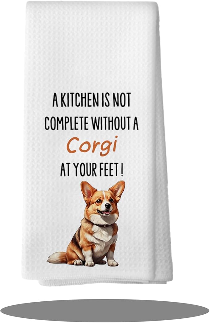 Corgi Dog Gifts Kitchen Decor Towels 16″×24″,Dog Lovers Gifts for Girls Mom Women, A Kitchen is Not Complete Without a Corgi at Your Feet Bathroom Kitchen Dish Hand Towels