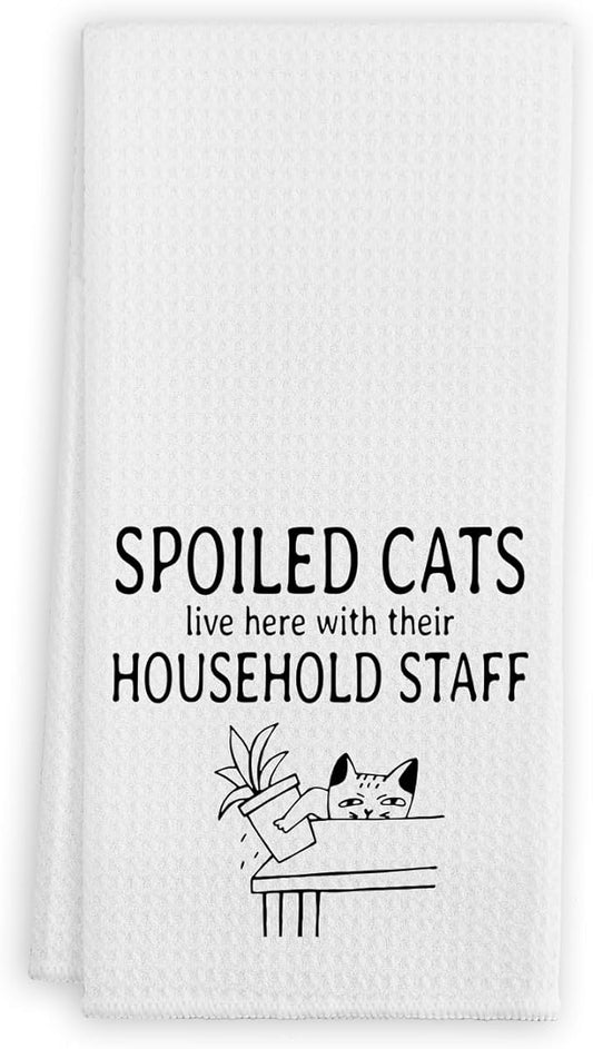 QIYUHOY Spolled Cats Kitchen Towels and Dishcloths,Hand Towels for Kitchen,Cat Theme Dish Towels Gifts for Cat Lovers,24x16 Inch