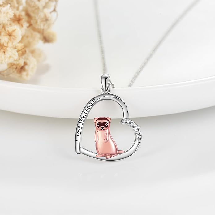 MONGAS Penguins/Guinea Pig/Pig/Fox/Corgi/Frog/Bunny/Koala8/Cow/French Bulldog Necklaces Penguin Gifts 925 Sterling Silver Hugging Penguins Cute Animal Jewelry for Women Sister