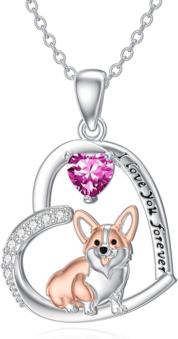 Dachshund Necklace 925 Sterling Silver Dachshund Birthstone Pendant Cute Animal Puppy Dog Dachshund Jewelry Gifts for Women Dachshund Lover