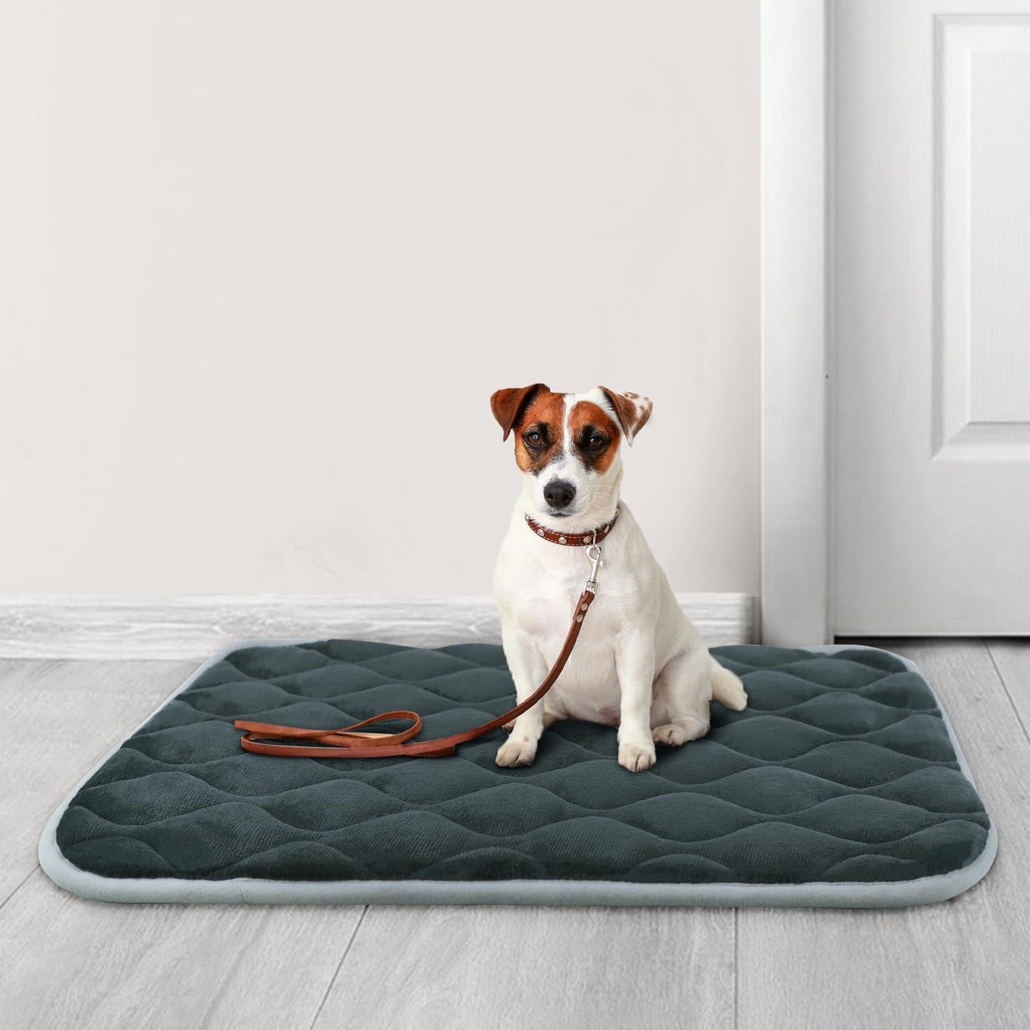 furrybaby Dog Crate Pad for Dog Cages Flat Crate Mat Kennel Pad with Anti-Slip Bottom Machine Washable for Pet Bed Sleeping (S 24x18'', Grey Mat)