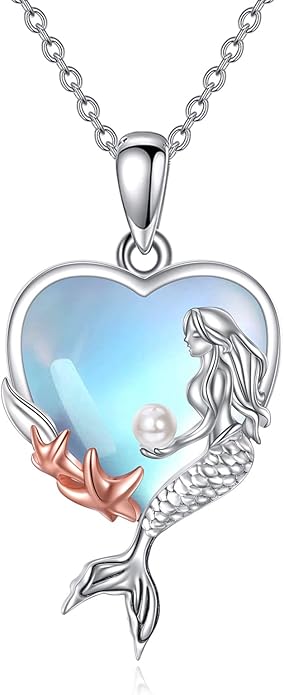 KQF Dragonfly/Butterlfy/Cat/Jellyfish/Bunny/Axolotl/Bee/Mermaid/Hummingbird/Elephant Necklace for Women Sterling Silver Moonstone Pendant Necklace Dragonfly Jewelry Gifts for Women