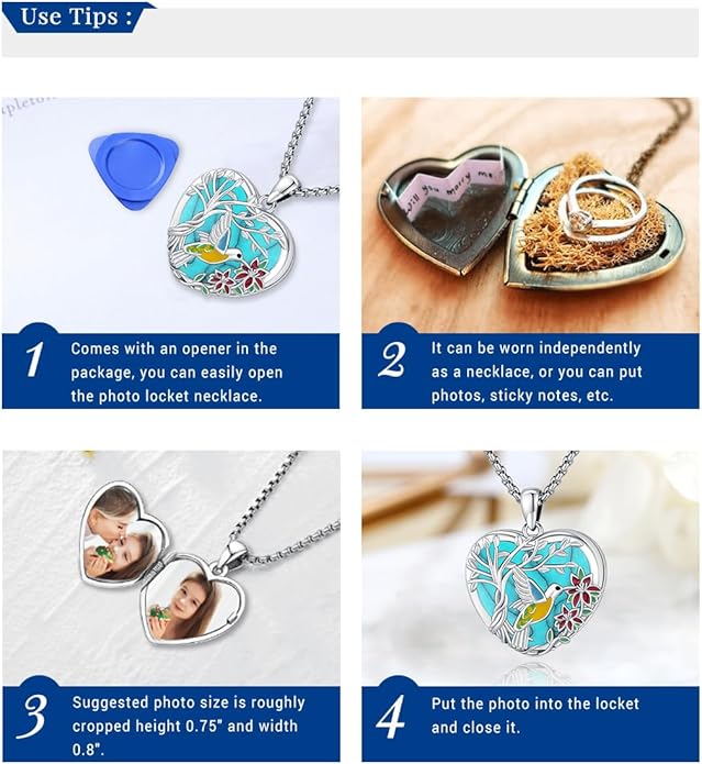 Picture Locket Necklace for Women Men Rose 14K Real Gold 925 Sterling Silver Jewelry Heart Locket Necklace that Holds Pictures Tree of Life Viking Wolf Celtic Knot St Christopher St Michael Pendant