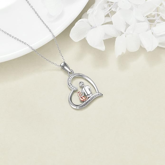 YFN Cat Necklace Sterling Silver Jewelry for Women Cat Jewelry Gifts