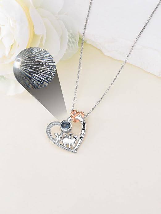 Mothers Day Gift for Mom 925 Sterling Silver Mama Bear/Dinosaur/Cat/Bird/Chicken Necklace with 1 2 3 4 5 Cubs Jewelry for Women Wife Grandma