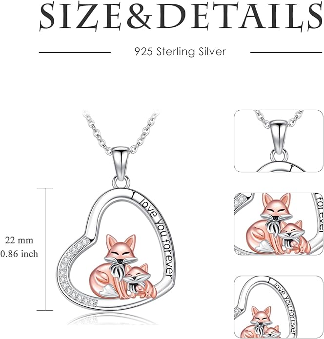 Cat Squirrel Llama Raccoon Tiger Cheetah Elephant Fox Sloth Koala Monkey Horse Dinosaur Axolotl Necklace Animal Pendant Heart Necklace 925 Sterling Silver