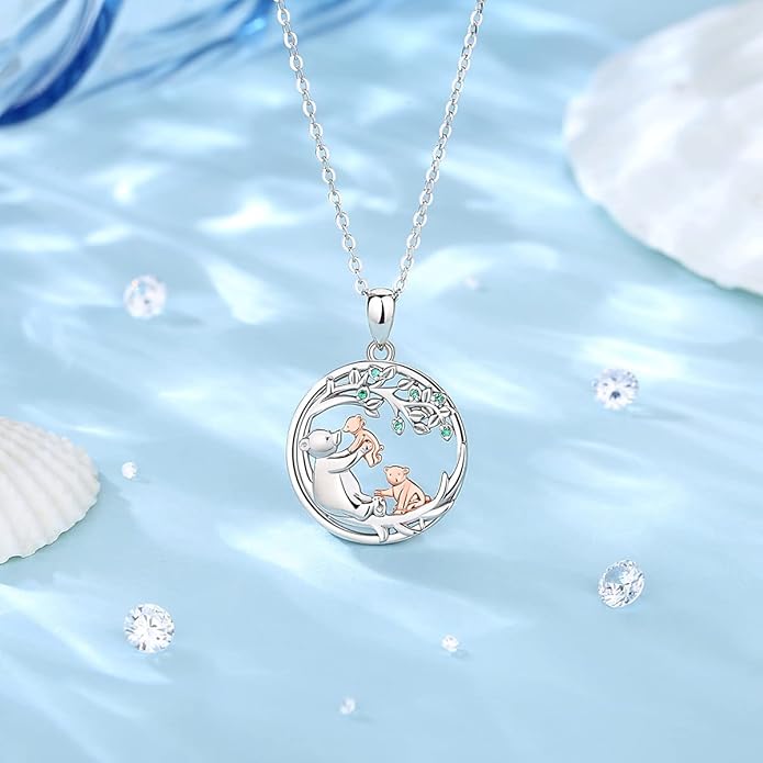 EUDORA Sterling Silver Mother Daughter Necklace for Women, Mama Son Daughter Necklace Pendant for Mom and Daughter,Mom Jewelry from Daughter Mother's Day Gift for Mother Daughter Aunt Grandma