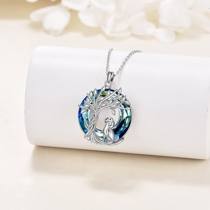 TOUPOP Tree of Life Animal Necklace 925 Sterling Silver Crystal/Abalone Shell Animal Pendant Jewelry Birthday Mothers Day Gifts for Women Mom Wife Her