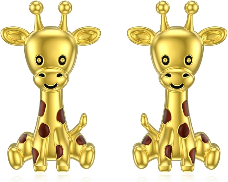 Sterling Silver Cat / Cow / Pig / Bunny / Squirrel / Giraffe / Highland Cow / Lion / Chicken / Ladybug / Star / Moon Stud Earrings for Women Cute Animal Post Earrings Hypoallergenic Animal Jewelry Gift for Teens Girls
