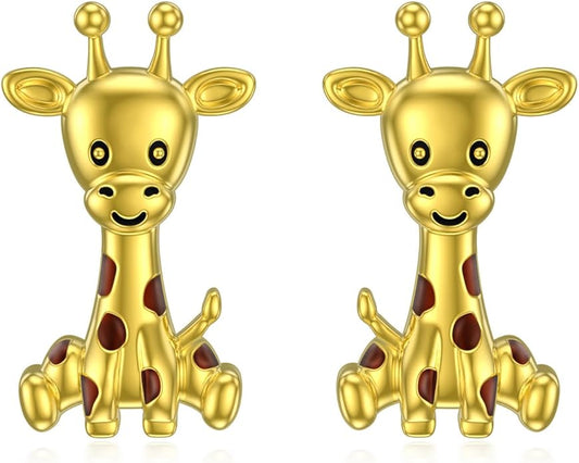 Sterling Silver Cat / Cow / Pig / Bunny / Squirrel / Giraffe / Highland Cow / Lion / Chicken / Ladybug / Star / Moon Stud Earrings for Women Cute Animal Post Earrings Hypoallergenic Animal Jewelry Gift for Teens Girls
