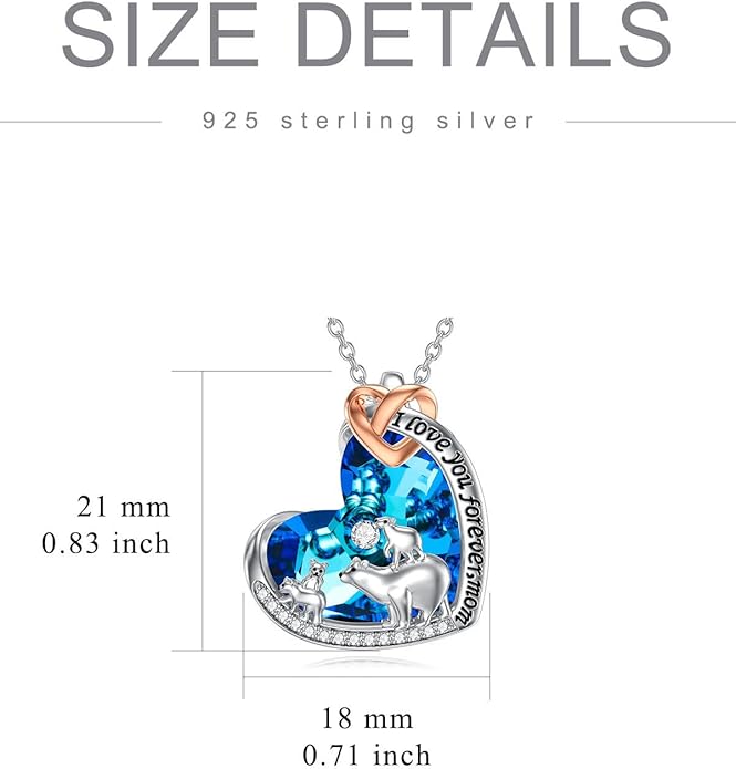 Mothers Day Gift for Mom 925 Sterling Silver Mama Bear/Dinosaur/Cat/Bird/Chicken Necklace with 1 2 3 4 5 Cubs Jewelry for Women Wife Grandma
