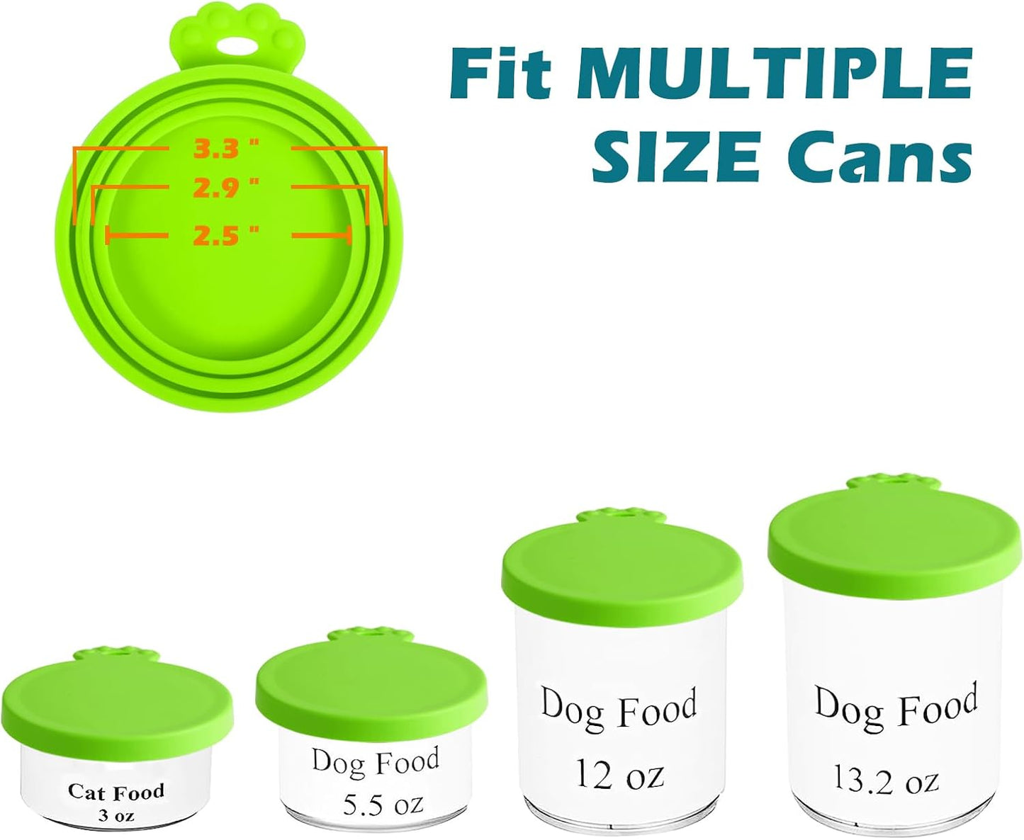 PetBonus 2 Pack Silicone Pet Can Cover Lids, Universal Size for Dog Cat Food, 1 fit 3 Standard Size Can Tops, BPA Free Dishwasher Safe (Orange, Green)