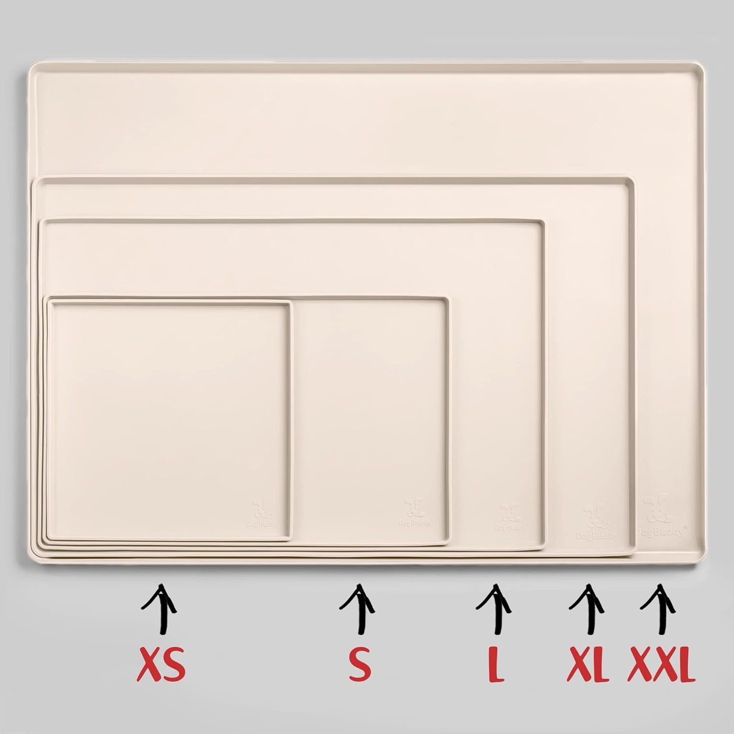 DogBuddy Dog Food Mat – Waterproof Dog Bowl Mat for Food and Water, Silicone Pet Feeding Mats for Floors, Non-Slip Placemat with High Edges for Dogs Bowls, Puppy Essentials (XL: 28" x 18", Vanilla)