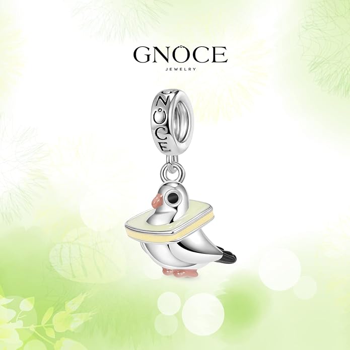 GNOCE Black Cat Riding Broom Pendant Charm 925 Sterling Silver Pigeon Dangle Charms Bead Fit Bracelet/Necklace For Women Mother's Day Gift (Pigeon)