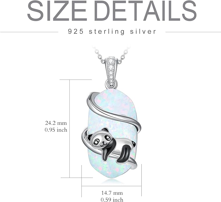 Opal Mama Bear/Panda/Cat/Koala/Sloth/Cardinal/Unicorn Necklace 925 Sterling Silver Opal Animal Pendant Jewelry Birthday Gifts Women Her Mom