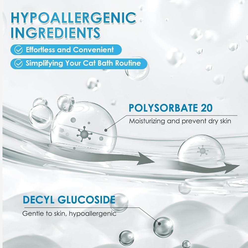 Mooncat Waterless Cat Shampoo, 100% Licking Safe & Vet Approved No Rinse Dry Bath Foam - Gentle Deodorizer for Short Haired Cats, Seniors & Kittens - Soothes Sensitive Skin, Reduces Dander & Odor