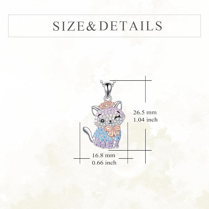 Cat Necklace Sterling Silver Cat Pendnat with Rose Quartz Pearl Jewelry Gifts for Women Cat Lovers