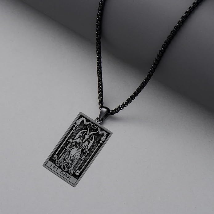 PELOVNY Tarot Card Necklace 925 Sterling Silver Skeleton Necklace The Sun Moon Star Strength Lovers Death Devil Fool Tarot Jewelry Christmas Birthday Gifts for Men Women Unisex