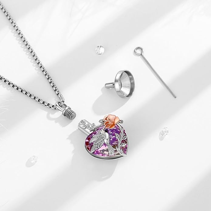 EUDORA Sterling Silver Urn Necklace for Ashes for Women Men, Ash Pendant for Human Cat Dog Ashes, Necklace for Ashes of Loved One Dad Mom Papa Pet Cremation Souvenir Jewelry for Funeral, 20inch