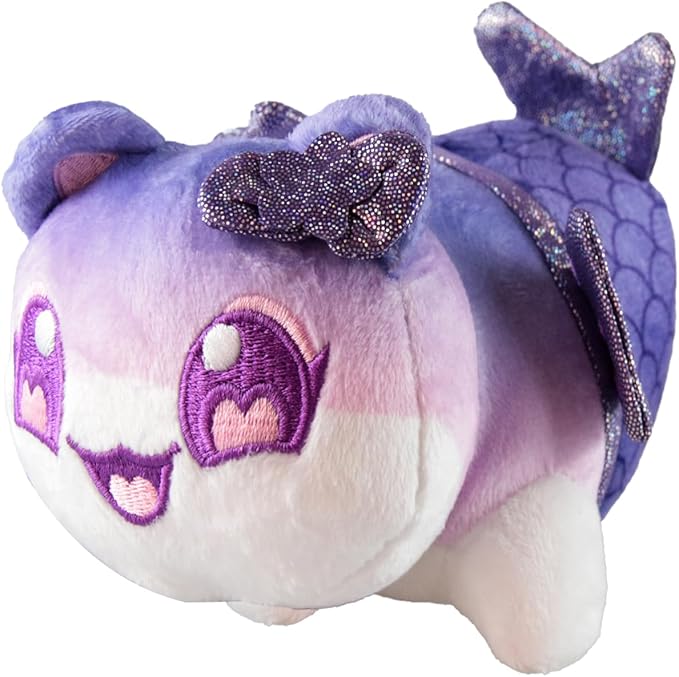 Cat Plush Toy,Mee-Meow Cat Food Plushies Cat, Cute Anime Cartoon Cat Stuffed Animal Figure Toy Plush Pillow Gift for Kids and Festival Gift (Purple Mermaid Cat)