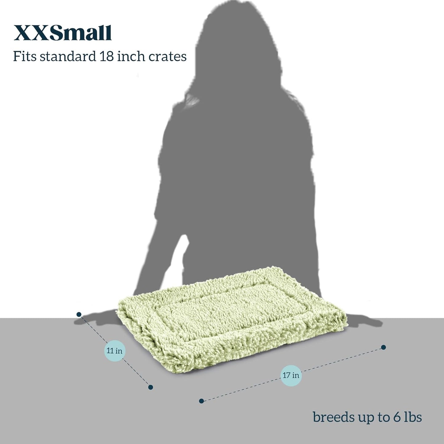 Stoutwool Indestructible Dog Bed - Fluffy Chew Proof Dog Crate Pad - Tough Kennel Pad for Aggressive Chewers - Washable, Ideal for Toy Breeds & Fits 18-Inch Crate - 17"x11", Gleam