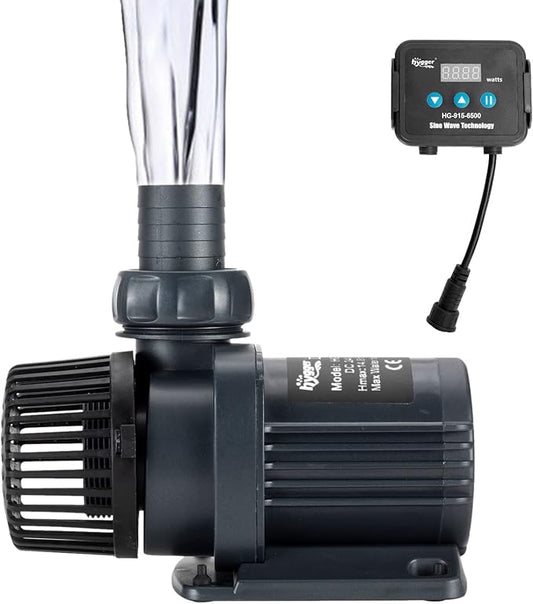 Hygger 1720GPH Quiet Submersible and External 24V Water Pump, with Controller (30%-100% Settings), Powerful Return Pump for Fish Tanks, Aquariums, Ponds, Fountains, Sump, Hydroponics (55W, 14.8ft)
