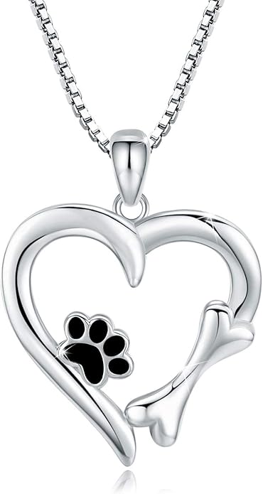 MEDWISE 925 Sterling Silver Dog Paw Print/Rabbit/Panda/Frog Necklace Pendant Heart Necklace Jewelry Gifts for Women Ladies Wife Mother Daughter Granddaughter Birthday Christmas