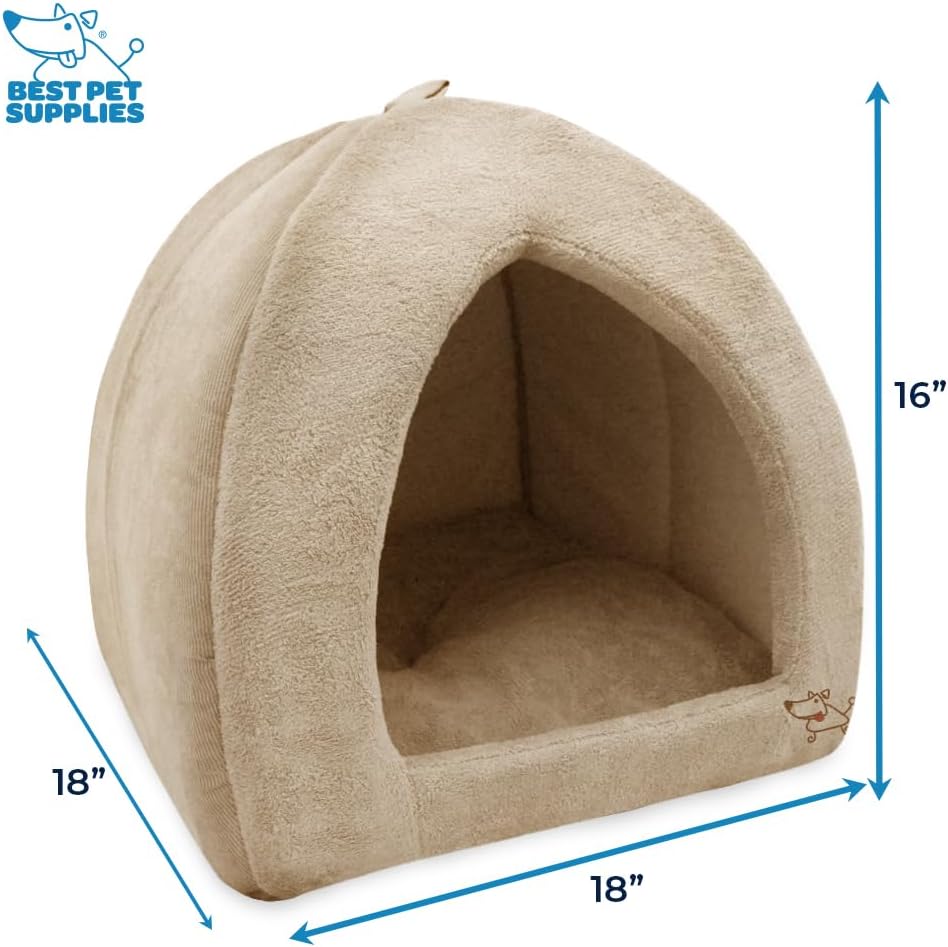 Pet Tent-Soft Bed for Dog and Cat by Best Pet Supplies - Tan, 18" x 18" x H:16"