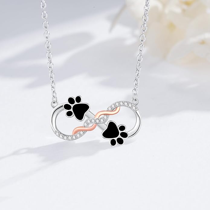 Dog/Paw Print/Infinity Necklace for Women 925 Sterling Silver Heart Dogs Pendant Necklaces Jewelry Christmas Birthday Gifts for Dog Lovers Friends
