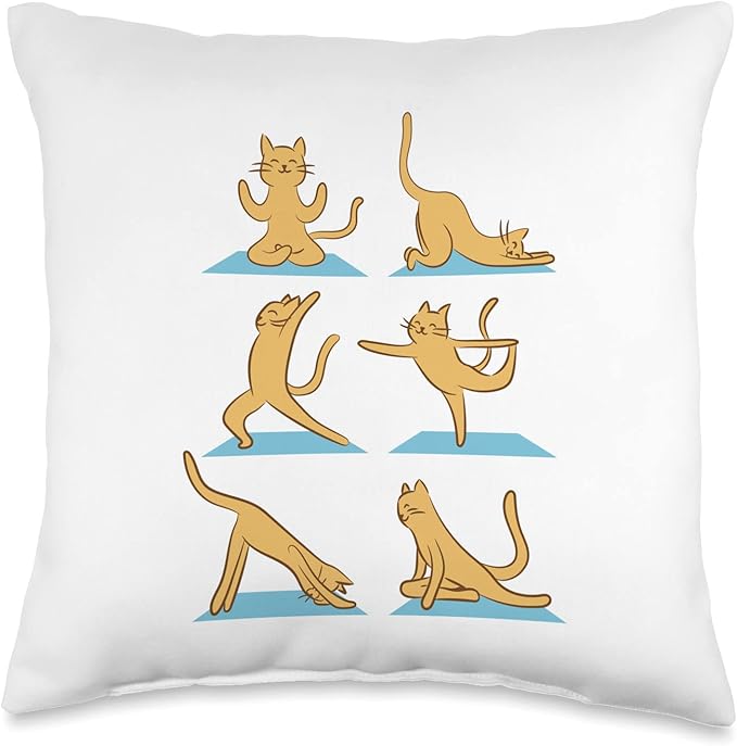 Cat Yoga Figures Throw Pillow