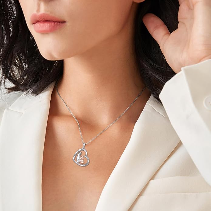 Cat Squirrel Llama Raccoon Tiger Cheetah Elephant Fox Sloth Koala Monkey Horse Dinosaur Axolotl Necklace Animal Pendant Heart Necklace 925 Sterling Silver