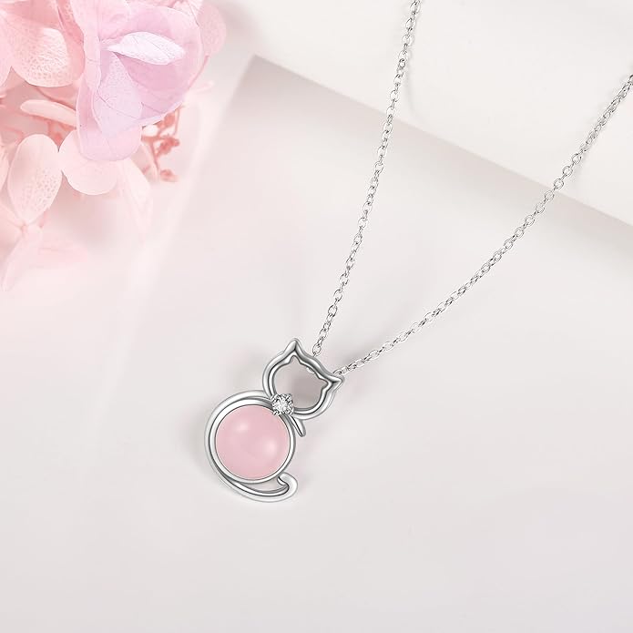 POPLYKE Cat/Family Cat Necklace for Women 925 Sterling Silver Celtic Moon Cat Wiccan Jewelry for Wife