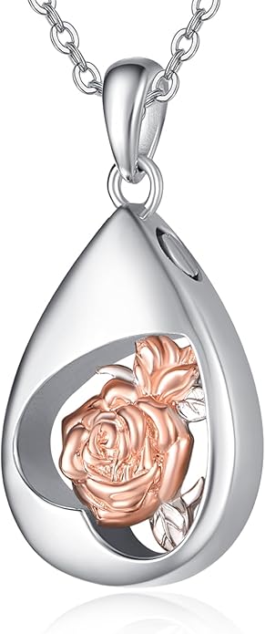TANGPOET Teardrop Ashes Necklace 925 Sterling Silver Urn Necklace, Cremation Jewellery for Ashes Pendant, Gifts for Women Ladies, with Funnel Filler Kit