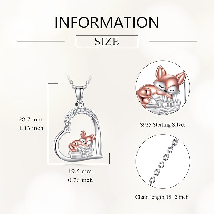 Cat Squirrel Llama Raccoon Tiger Cheetah Elephant Fox Sloth Koala Monkey Horse Dinosaur Axolotl Necklace Animal Pendant Heart Necklace 925 Sterling Silver