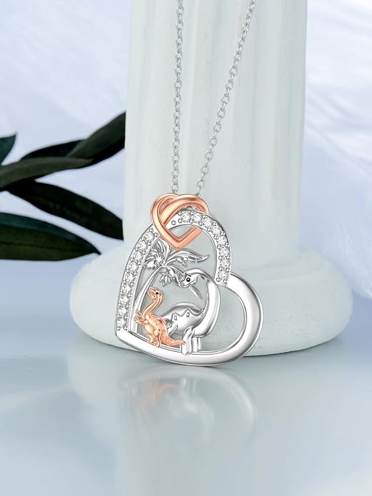 Mothers Day Gift for Mom 925 Sterling Silver Mama Bear/Dinosaur/Cat/Bird/Chicken Necklace with 1 2 3 4 5 Cubs Jewelry for Women Wife Grandma