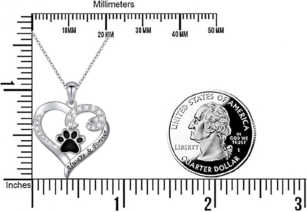 Ladytree S925 Sterling Silver Puppy Dog Cat Pet Paw Print Pendant Necklace 18 inches