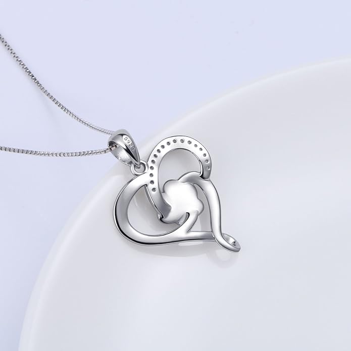 Ladytree S925 Sterling Silver Puppy Dog Cat Pet Paw Print Pendant Necklace 18 inches