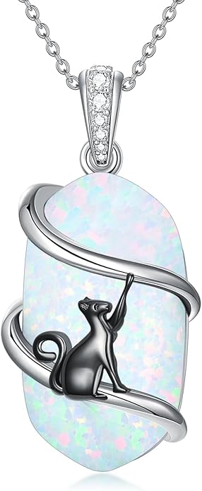 Opal Mama Bear/Panda/Cat/Koala/Sloth/Cardinal/Unicorn Necklace 925 Sterling Silver Opal Animal Pendant Jewelry Birthday Gifts Women Her Mom