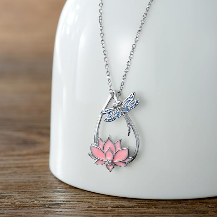 925 Sterling Silver Lab Grown Diamond Animal Necklace Cat/Bear/Bee/Dolphin/Dragonfly/Horse/Hummingbird/Koala/Parrot/Penguin/Pigeon/Sea Turtle/Starfish Lab Grown Diamond Necklace Gift for Women