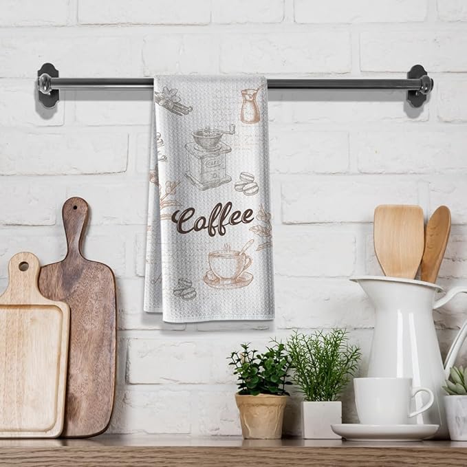 Funny Joked Coffee Kitchen Towels,Bar Dishcloth, 16X24Inch,Absorbent Drying Hand Rags,Gifts for Café Lover Neighbor Wife Women Hostess New Home Mom Housewarming On Christmas Mother's Day